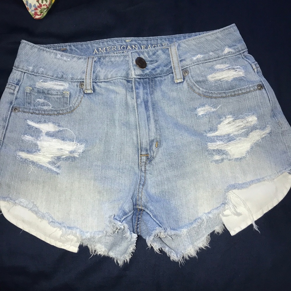 American Eagle High Rise Ripped Shorts